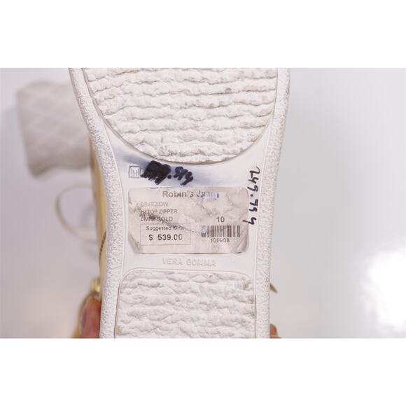 Robin's Jeans Hi Top Gold Zipper Leather Sneakers Eu 43 - US 10 - Picture 10 of 13